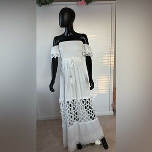 Elegant White Lace Off-Shoulder Dress